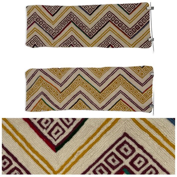 Anthropologie Hand-Embroidered Wool Pillow Cover – Geometric Zigzag, 12”x35” - Picture 2 of 9